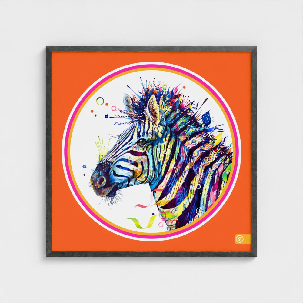 Debra the Zebra Colour Pop Edition Framed Print - Image 26