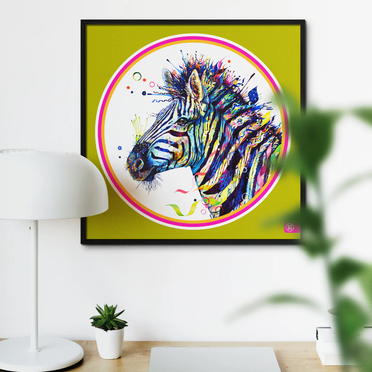Debra the Zebra Colour Pop Edition Framed Print - Image 3