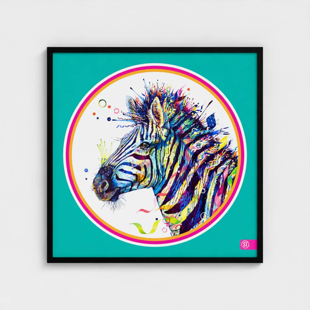 Debra the Zebra Colour Pop Edition Framed Print - Image 41