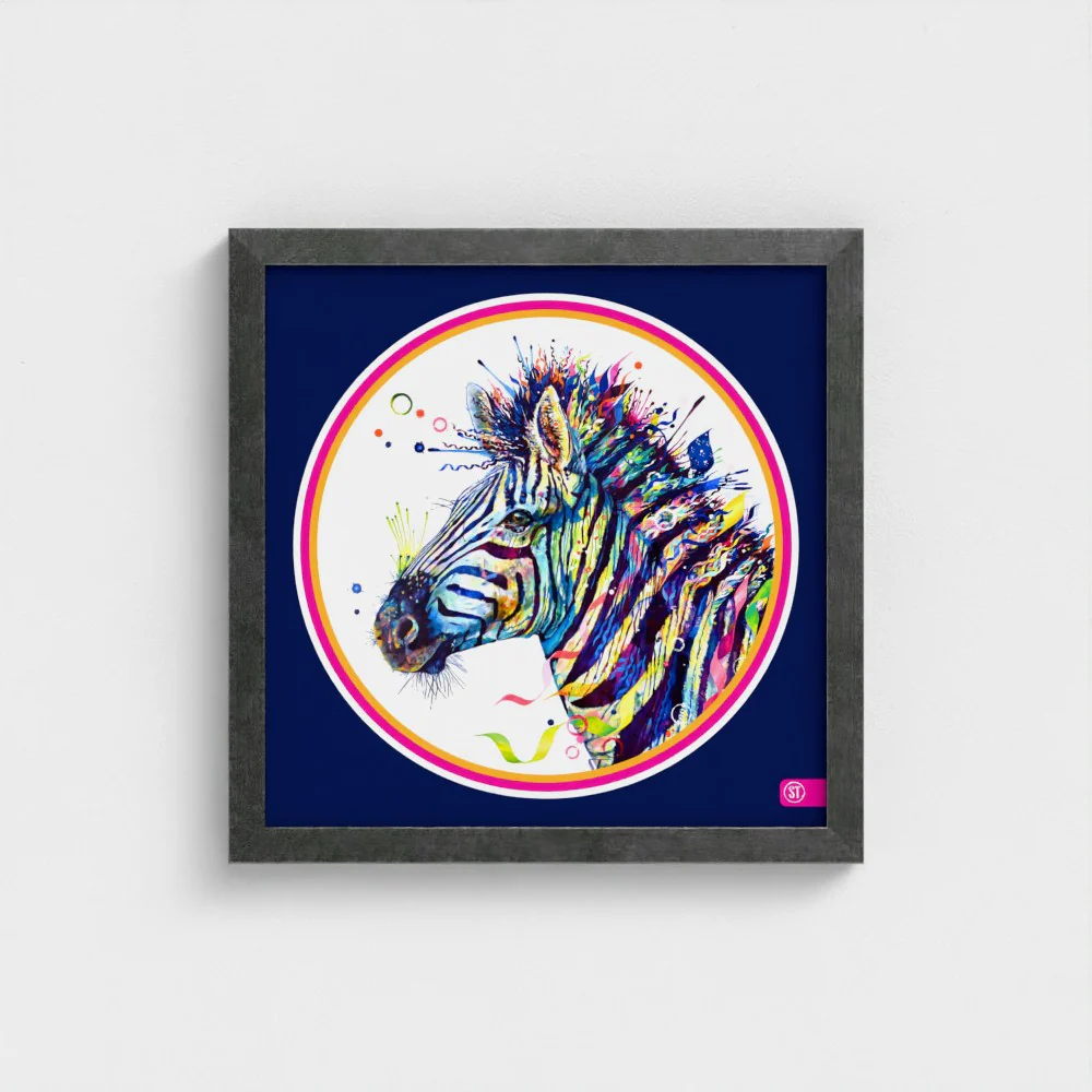 Debra the Zebra Colour Pop Edition Framed Print - Image 51