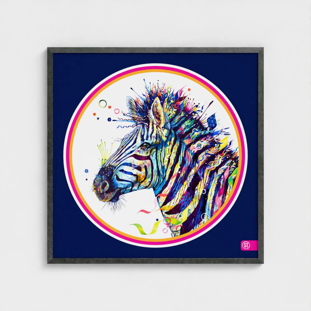 Debra the Zebra Colour Pop Edition Framed Print - Image 53