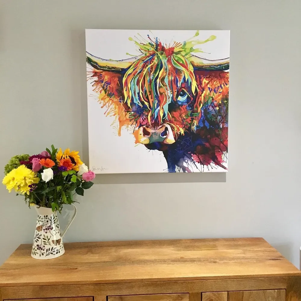 Highland Fling: Miriam the Highland Cow Canvas - Image 2