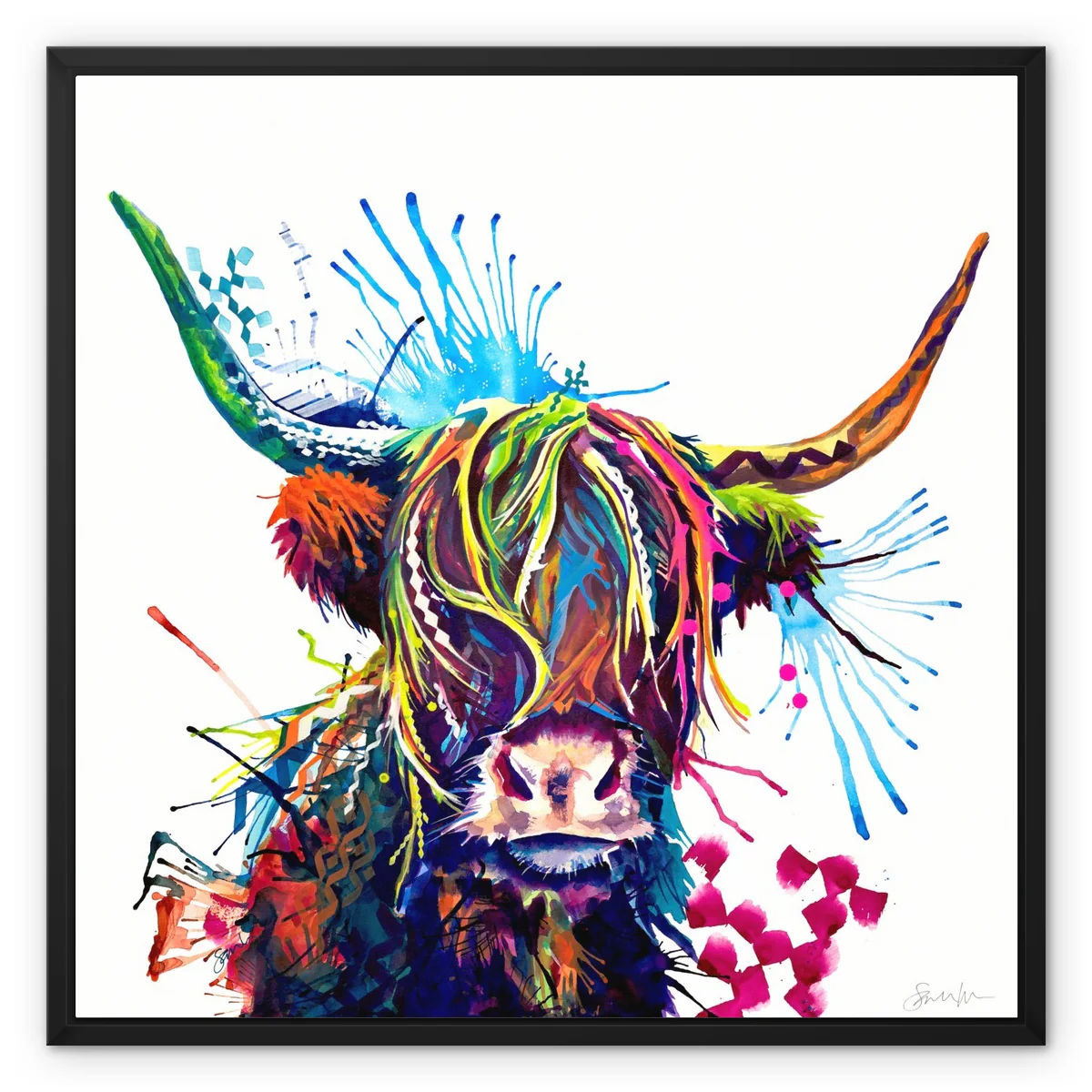 Mabel the Highland Cow Framed Canvas