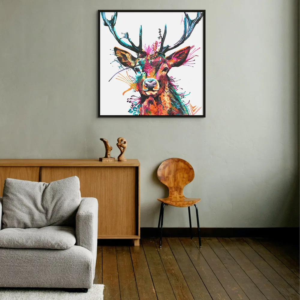 Oscar the Wild Stag Framed Canvas - Image 4