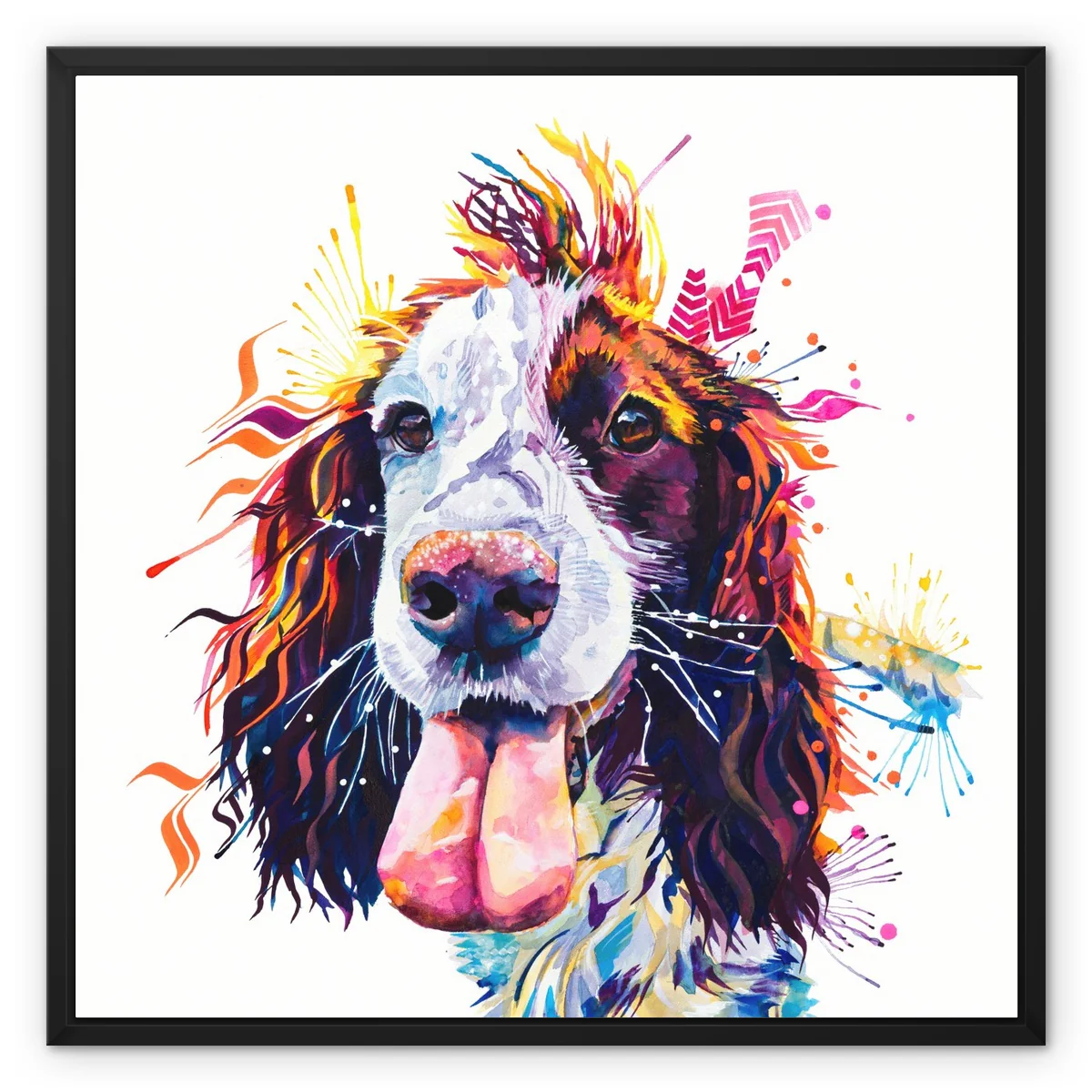 Patchy the Sprocker Framed Canvas