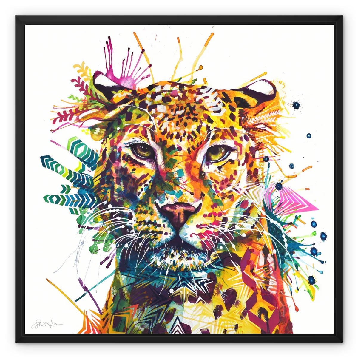 Simone the Leopard Framed Canvas